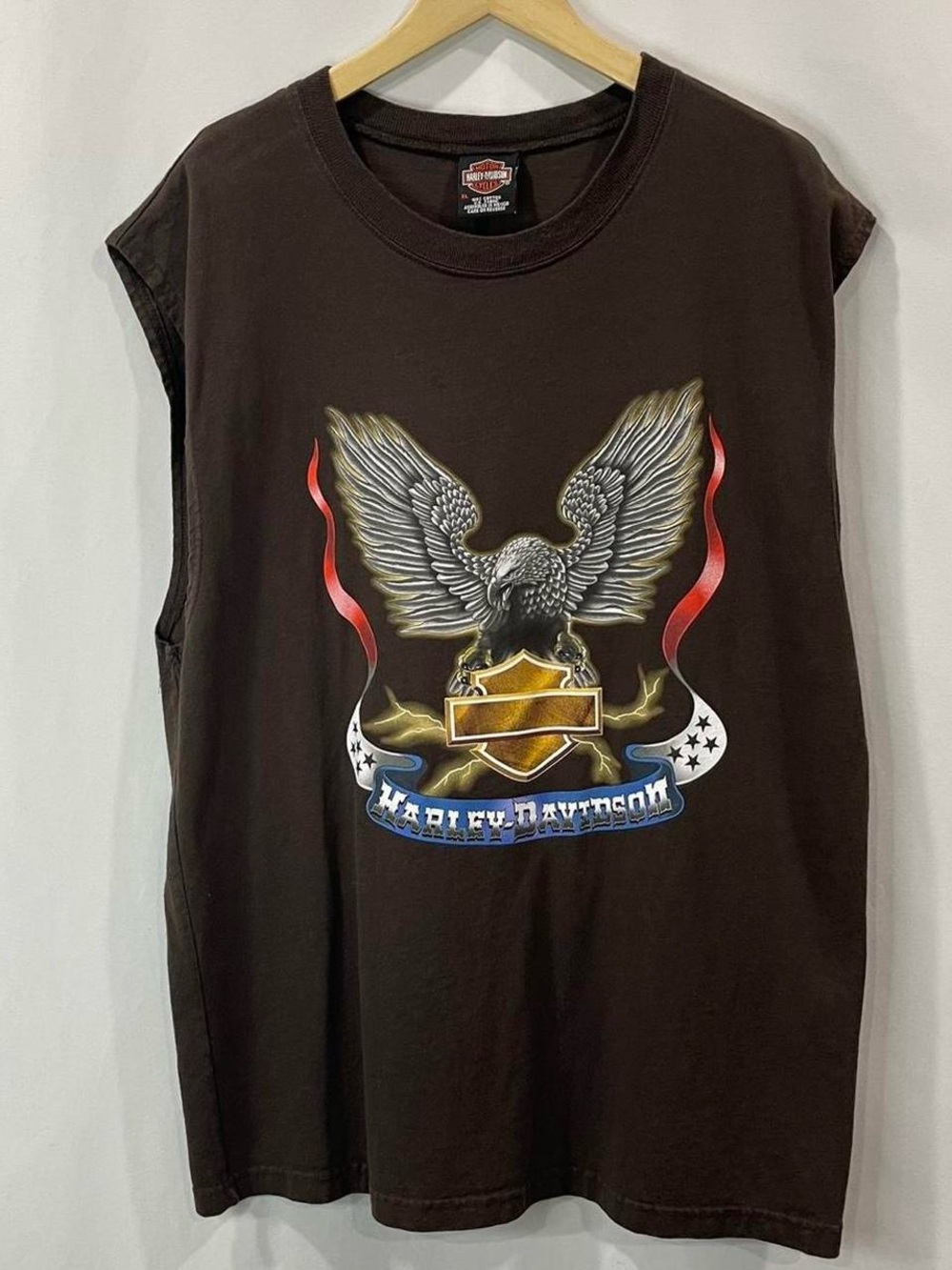 Harley-Davidson Black Tank with Eagle and Gold Shield Graphic